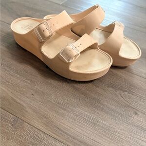 Lemon Jelly Platform Slide Sandals with Buckle Straps